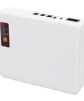 Mini Ups With 12000mAh Battery Backup For Router And Modem Keeps Your Wifi Alive During Blackouts, white portable design with multiple output ports.