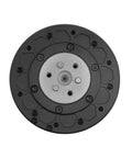 MG6012E-i8B dual encoder planetary reducer with brake motor, front view, black housing and silver flange