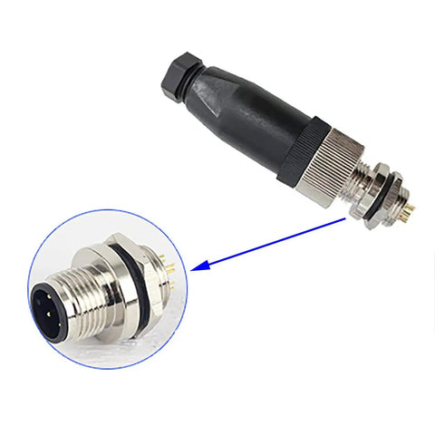 Front view of 2 Pack M12 4 Pin Male Aviation Panel Mount Connector Waterproof Back Mount Socket For Sensors And Electrical Projects Durable Nylon Body Anti Vibration Locking Nickel Plated Threads Gold Plated Contacts Ideal For DIYers And Pros.