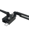 Get The Ultimate Saw Miter Track Stopper With Adjustable T-Slot Brackets For A Flawless Workbench Limit, black aluminum miter track stopper with adjustment handle.