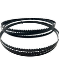 Pro Grade 72 Inch Bandsaw Blades 3/8 X 6 Tpi Premium Carbon Steel For 10 Inch Band Saw Heavy Duty 2 Pack on white background.