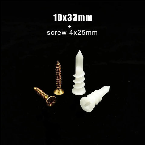 100 Sets Self Drilling Drywall Anchors With Tapping Screws Kit Easy Install Heavy Duty Wall Mount Fasteners With Yellow Zinc Finish Rust Resistant Carbon Steel No Pre Drill Needed Keeps Shelves TVs And Decor Solid As A Rock. 10x33mm anchors and 4x25mm screws