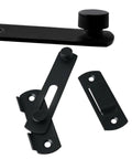 WUUWCHODC Stainless Steel Safety Snap Latch Door Bolt for Gate Hardware in black color with mounting pieces visible.