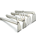 Variety of stainless steel gardening tools including Two In One Stainless Steel Garden Hoe And Pickaxe Tool For Planting And Weeding