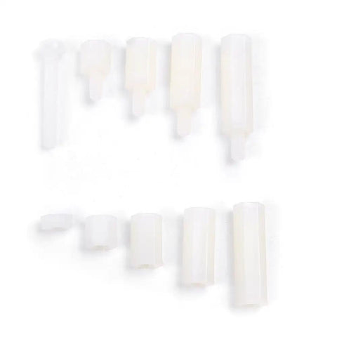 300Pcs M3 Nylon Hex Spacers, Standoffs, Screws, and Nuts Assortment Kit in Black and White, Varied Lengths for DIY Electronics Projects, Durable Nylon Construction and Anti Corrosion Hardware Set, white nylon standoffs