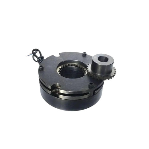 Electromagnetic brake servo motor with attached gear, black metal housing, model DHD2-50, 24/99VDC
