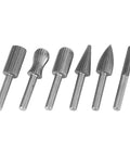 Heavy Duty Tungsten Carbide Burrs Six Pack Built Tough For Wood Carving And Metal Engraving With 6mm Shank grinding bits.