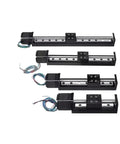 Slick Xyz Axis Motorized Slide Table T Type Linear Guide Rail Stage with electric motor drive kit and wiring exposed.