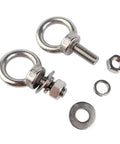 Beefy Stainless Steel Eye Bolts With Nuts Pack Of Four Quarter Inch By One Inch Lifting Rings for outdoor use, 304 stainless steel.