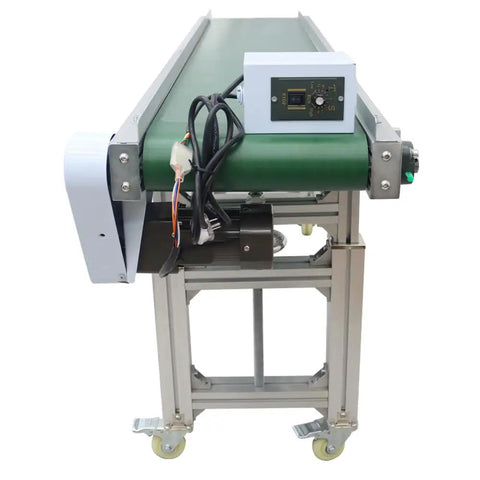 PVC Flat Belt Conveyor With Aluminum Frame 70.8 by 11.8 Inch Inclined Beefed Up Industrial Grade Transport Conveyor 110V 120W Adjustable Speed