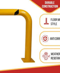 4 Pack Built Tough High Profile Steel Machine Guard Rails 36x48 Floor Mounted Yellow Powder Coat With Black Visibility Stripes