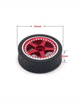 Metal Upgrade RC Tires For 1/28 Scale Racing Cars 11mm Wide 27mm Outer Diameter Durable Aluminum Construction Easy Install Spare Parts For High Performance Race Wheels Yellow, red hub, dimensions shown