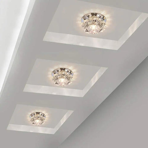 ELUKHT 12 Pack Round LED Recessed Ceiling Lights 3.9in showing crystal glass lampshade in stylish ceiling trim.