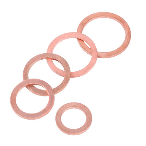 Top Tier Copper Flat Washer Assortment Set With M5 And M22 Sizes Perfect For Grounding Heat Conduction And Bolt Jobs On Machinery Frames Or Plumbing Projects Keeping Your Gear Cool And Connected Like Never Before. copper flat washers in assorted sizes