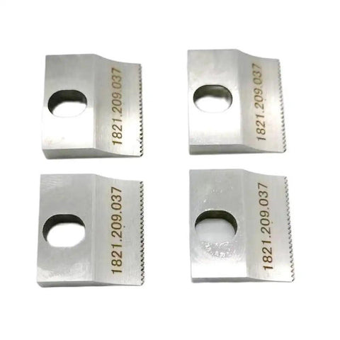 Heavy Duty Cutter Blade 1821.209.037 For Signode BXT3-13 And BXT3-16 Battery Strapping Tools And Machines Replacement Part With Easy Swap High Precision Durable Performance., four metal cutter blades with hole and serrated edge
