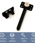 No Sweat Assembly Invisible Sofa Connectors For Sectional Furniture Adjustable Hidden Brackets With Serrated Locking Screws Keeps Your Modular Couch Locked And Ready Black 2 Pack, featuring a black connector and interlocking screw.