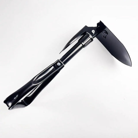 Tri Fold Survival Shovel With Pick Carbon Steel Tactical Entrenching Tool for Snow Off Road Camping Gardening Beach Digging Black