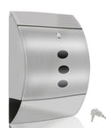 Stainless Steel Wall Mount Locking Mailbox With Key Lock, Large Capacity Outdoor Mailbox With Newspaper Holder, keys shown