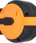 Cordless Electric Drain Auger And Plumbing Snake For Nasty Hair Clogs Kicks Blockages To The Curb showing orange design and steel cable.