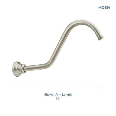 Waterhill Brushed Nickel 14 Inch Replacement Curved Shower Arm With Flange For Easy No Fuss Install And A Sleek Modern Bathroom Upgrade
