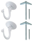 Ceiling Swag Hooks Set Of 2 With Mounting Hardware For Hanging Planters And Extender Chains White Heavy Duty One And A Half Inch Hooks No Fuss Install With Screws And Brackets Lifetime Warranty.