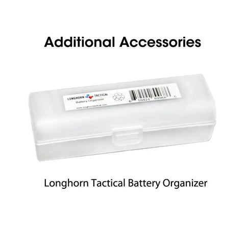 Clear Longhorn Tactical battery organizer for Beefy 2800 Lumen Tactical Flashlight, Rechargeable, Long Range Beam Over 590 Yards