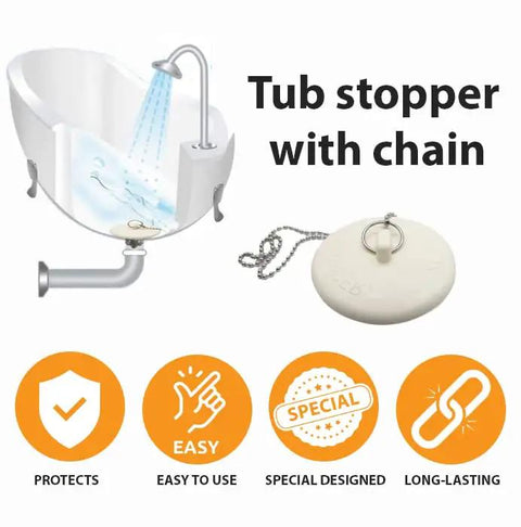 Top Shelf Rubber Tub Stopper With Pull Chain For Bathroom Sink And Shower Drain Cover Fits One Half To Two Inch Kitchen Laundry Plug