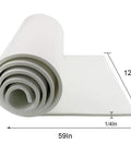 Self Adhesive Neoprene Foam Sheets 12 X 59 Inch Closed Cell Sponge Roll spiraled up, showing 1/4 inch thickness for insulation.