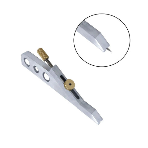 Pro Level Aluminum Guitar Nut Scribe Tool For Spot On String Spacing And Saddle Height Marking, showing precise scribing tip and adjustable mechanism.