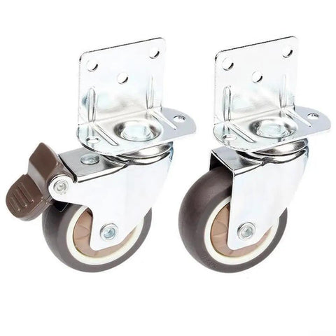 Silent Furniture Caster 20kg Capacity TPE Wheel(1.5 Inch With Brake) in chrome finish, featuring grey rubber wheels.