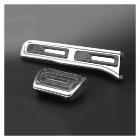 Heavy Duty Clutch Pedal Pads For Cars Featuring Grit Grabbing Rubber Strips, silver metal and rubber material, enhancing grip.