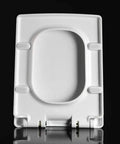 Premium Heavy Duty Thick Square Toilet Seat Cover With Silent Slow Close Hinges And Elevated Height Support For Reliable Daily Access and Built Tough Heavyweight Comfort - top view of white toilet seat cover.