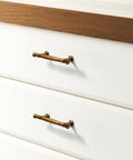 Antique Brass Kitchen Cabinet Pulls Set Of 6, 3 Inch Center To Center Solid Zinc Alloy Vintage Dresser Drawer Handles on white drawers