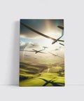 Freedom Over The Green Hills Wall Art Dope Canvas Print Or Poster Ready To Hang 30x20 with gliders over landscape and sky