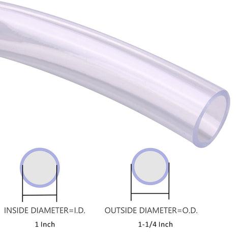 Clear PVC Tubing 1 Inch ID And 1 1/4 Inch OD 25 Feet Flexible Vinyl Hose For Food Grade Liquids And Semi Solids Your Go To Barbed Fittings Compatible