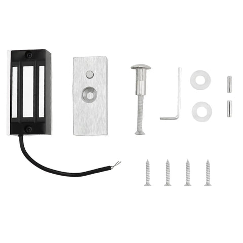 Heavy Duty 4 Pack Electric Magnetic Lock With Rock Solid 130 Lb Grip For Door Access And Entry Systems Featuring Dc 12v Power parts including screws and wires.