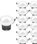 ELUKHT 13-PackRetrofit LED Recessed Light and LED Downlight 7W,10W,12W,15WWhite Retrofit LED Recessed Lighting Ceiling Lights 3.5/4 Inch White Round Baffle Trim for Home Improved, 6000K,7w-6000K