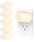 Ultra Bright 120LM Plug In Motion Sensor Night Light With Stepless Dimming Always On And Auto Off Modes No Fuss Warm White LED Nightlight 6 Pack