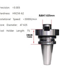 Heavy Duty BT50 CNC Milling Tool Holder Crafted From Durable Stainless Steel, 75mm length and 47.625mm bore diameter shown.