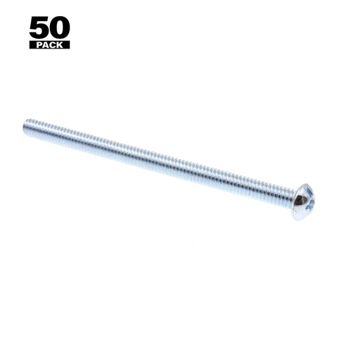 Round Head Machine Screw With Slotted And Phillips Combo One Quarter Inch Twenty TPI By Four Inch Length Zinc Plated Steel Pack Of 50 Built For Machinery And Appliances Nuts And Washers Not Included