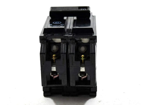THQL2120 20 Amp 240 Volt Two Pole Circuit Breaker Plug In Design For Quick Install And Reliable Protective Coverage In Residential And Light Commercial Panels With Rock Solid Durability And Easy Mounting black copper breaker front view