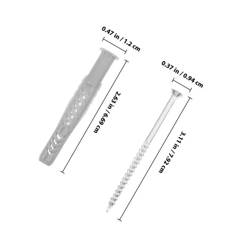 Heavy Duty Self Drilling Hollow Wall Anchors Kit For Drywall And Cabinets Nylon And Iron Build With Easy Install And No Fuss Setup For Secure Fixation Ideal For Mounting Brackets Shelves Frames Mirrors Coat Racks And Home Decor. grey wall anchor and screw, 2.63 in