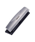 Rock Solid 3 Hole Punch For Office And Home Use With 12 Sheet Capacity Heavy Duty Metal Construction Rubber Base Sleek Silver Finish
