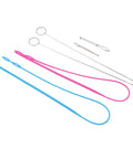 Six Piece Rope Threading Tool Set For Sewing And DIY Knitting With Stainless Steel Tools And Silicone Turner Handy And Easy To Use Versatile Threader For Drawstrings Closures Belts Button Loops And Projects, blue and pink