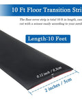 Self Adhesive Floor Transition Strip For Laminate And Vinyl 2 Inch Wide 10 Feet Long Black PVC Edge Strip dimensions