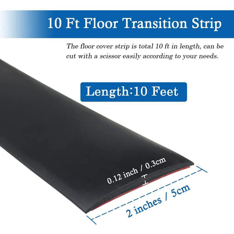 Self Adhesive Floor Transition Strip For Laminate And Vinyl 2 Inch Wide 10 Feet Long Black PVC Edge Strip dimensions