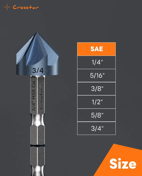 Legit Heavy Duty M35 Cobalt Countersink Drill Bits, Premium Hex Shank Set, showing 3/4 inch size drill bit design.