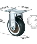 Heavy Duty 2 Inch Rigid Caster Wheels Set Of 4 Beater Proof Tpr Casters dimensions with smooth black wheel and flat top plate mount