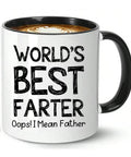 Funny 11oz Ceramic Coffee Mug For Dad, Double Sided Design Humor Gift For Fathers, Top Shelf Desk Drinkware.