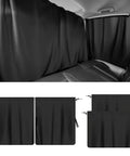 Top Shelf Heavy Duty Blackout Privacy Curtains For Tesla Cybertruck Rear Window Sun Shade creating a chill cabin zone with black fabric.